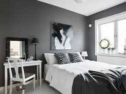 Bedroom design in black and gray tones