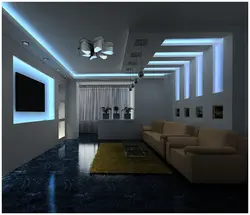 Дизайн подсветки потолка в гостиной