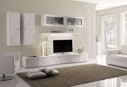 Стенка в гостиную белого цвета в современном стиле фото