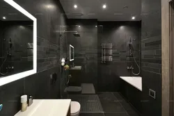 Дизайн ванной комнаты светлые стены темный пол