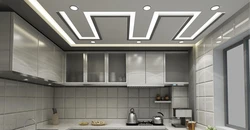 Дизайн потолка квадратной кухни