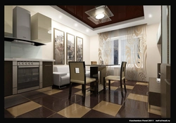 Дизайн интерьера пола гостиной с кухней