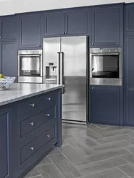 Кухня серо синяя дизайн фото