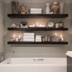 Bathroom shelves in the wall design