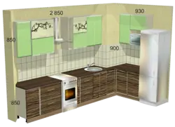 Kitchen interior design with ledge