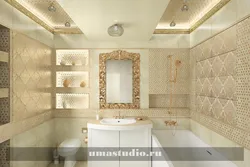 Бело золотой интерьер ванной