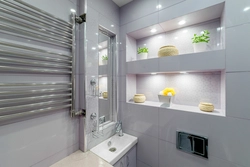 Полки из плитки в ванной комнате дизайн