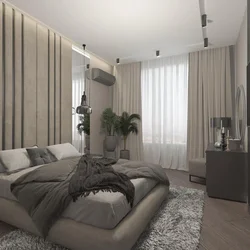 Gray beige walls in the bedroom photo