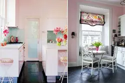 Color combination with pink in the kitchen interior photo