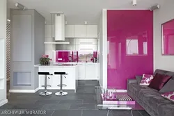 Сочетание цветов с розовым цветом в интерьере кухни фото