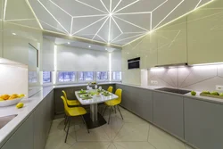 Дизайн подсветки потолка на кухне