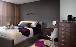 Коричневый цвет стен в спальня фото