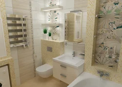Интерьер ванной комнаты совмещенной с туалетом 3