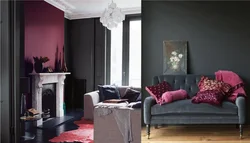Сочетание бордового цвета в интерьере гостиной
