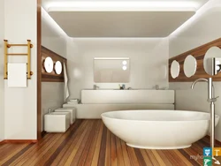 Ванные комнаты с деревянными полами фото