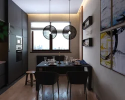 Кухня с черным столом фото