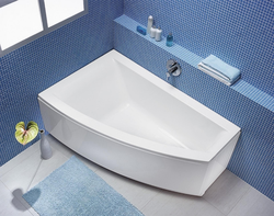 Photo of asymmetrical bathtubs in the bathroom