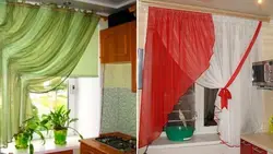 Вешаем шторы на кухне фото
