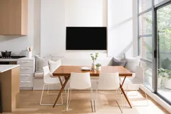 Кухня гостиная с телевизором на стене фото