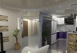 Design of a living room with a kitchen and a corridor in the house