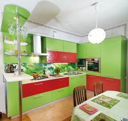 Кухня Зеленая Красные Фото