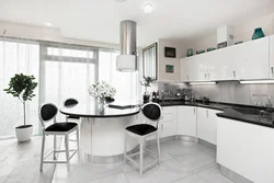 Кухни бело черные с барной стойкой фото дизайн