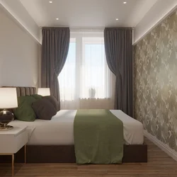 Дизайн узкой спальни с одним окном