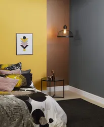 Желтый цвет в интерьере спальни с какими цветами сочетается