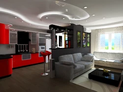 Дизайн квартиры студии кухня комната