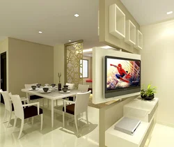 Кухня Гостиная С Телевизором Дизайн Фото