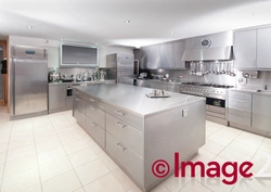 Stainless steel in the kitchen interior photo