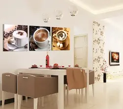 Кухня с обоями кофе дизайн