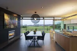 Kitchen design with panoramic windows photo