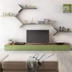 Modern shelves in the bedroom photo