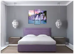 Дизайн спальни с фиолетовой кроватью