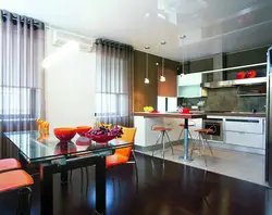 Разделение зоны кухни и гостиной фото потолок