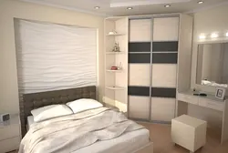 Дизайн интерьер спальни с угловым шкафом