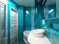 Дизайн ванной синий серый