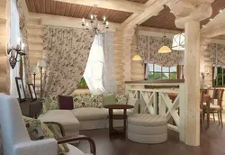 Гостиная деревянный дом в стиле прованс фото