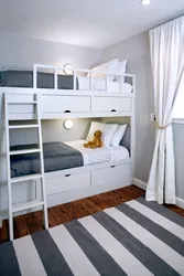 Спальня с двухъярусной кроватью интерьер