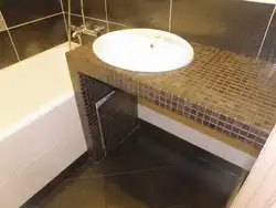 Столешница в ванную под раковину из керамогранита фото