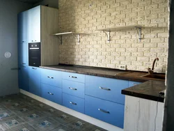Дизайн кухни лофт без верхних шкафов
