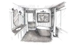 Bathroom interior pencil