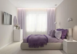 Bedroom design in lilac tones