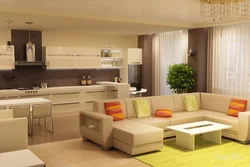 Холл гостиная и кухня дизайн