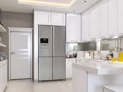 Двухдверный холодильник в интерьере современной кухни