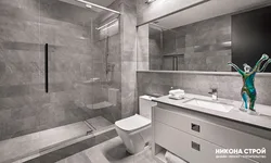 Дизайн ванны с серым полом