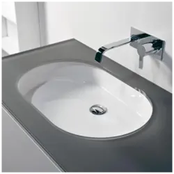 Bath sinks built into the countertop photo