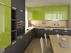 Сочетание зеленого цвета в интерьере кухни фото