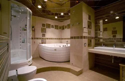 Photo of a bathtub with a jacuzzi in an apartment